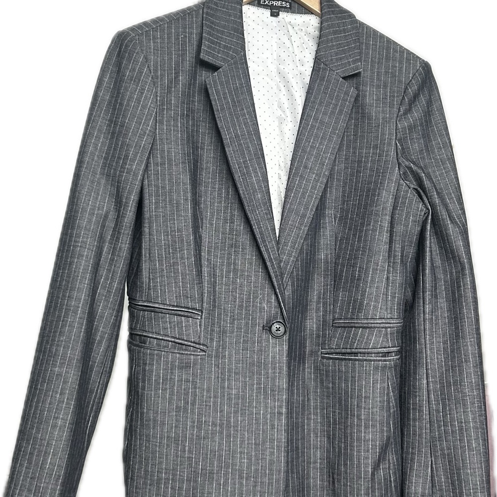 Women’s Blazer professional Gray pinstripesExpress size12  Classic Tailored Look